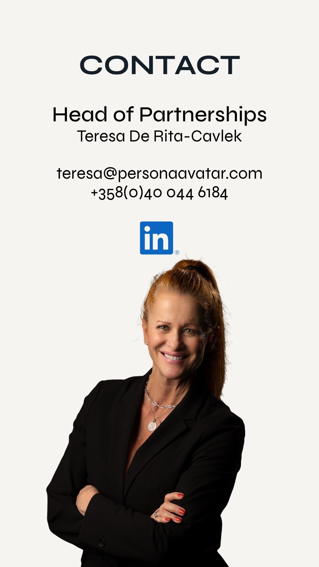 Contact – Teresa De Rita-Cavlek, Head of Partnerships